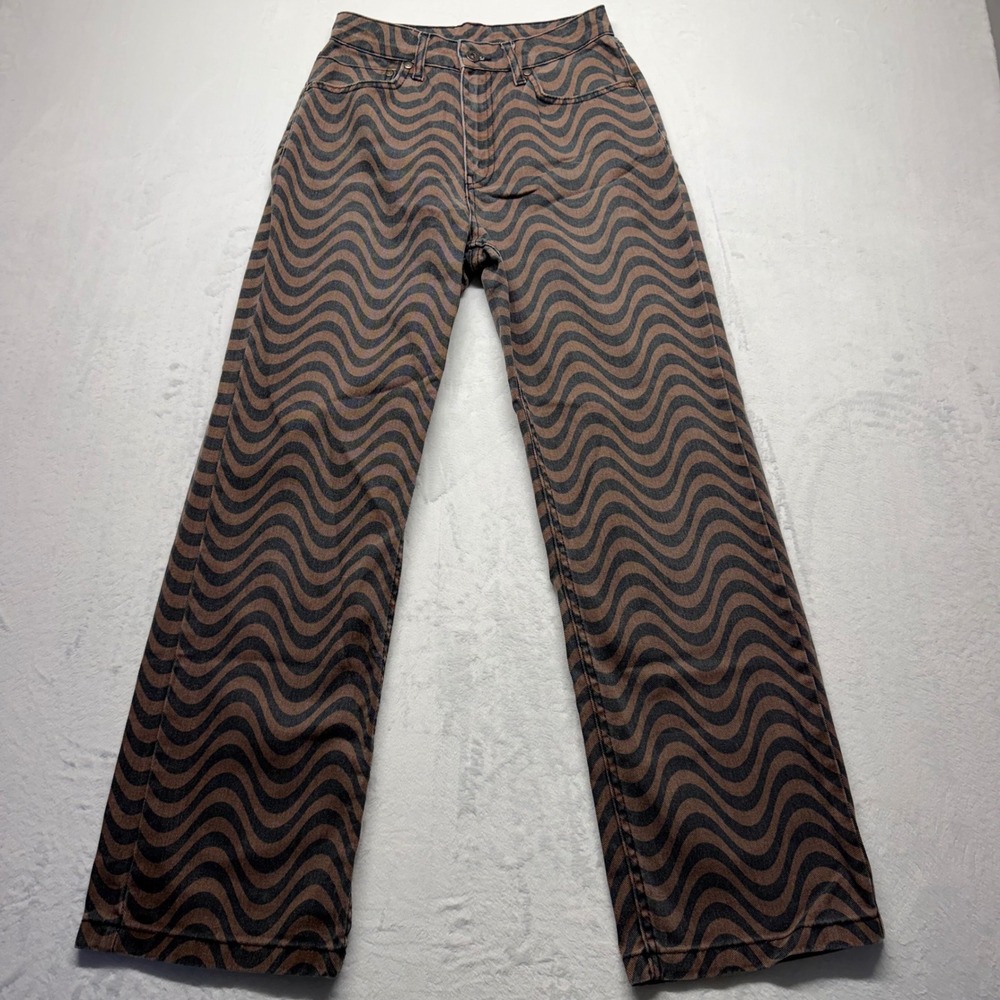 The Ragged Priest Wavy Jeans 26 Brown Grey Womens Psychedelic Retro